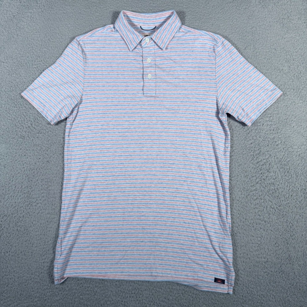 Faherty Polo Shirt Mens XS Blue Red Striped Movement Casual Short Sleeve Preppy - Picture 5 of 9